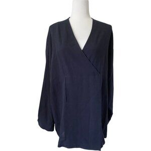 René Lezard Bergdorf Goodman Wrap Blouse Black size 44